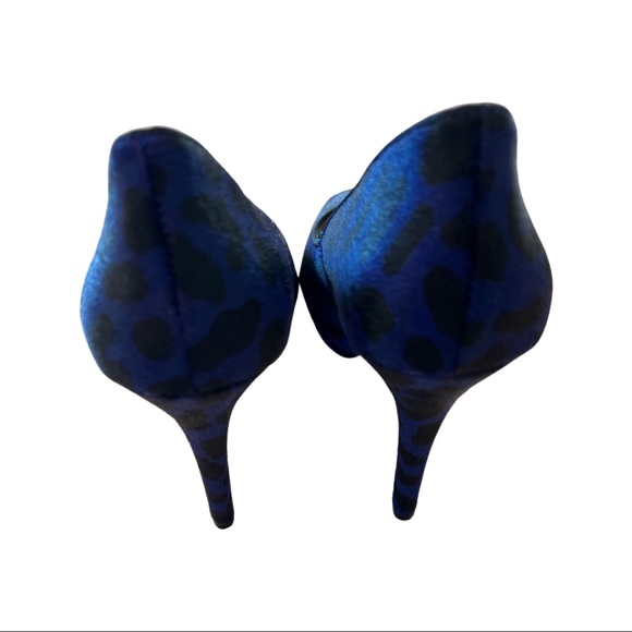 Mimco royal blue and black leopard print pony hair peep toe platforms si… - Picture 3 of 9